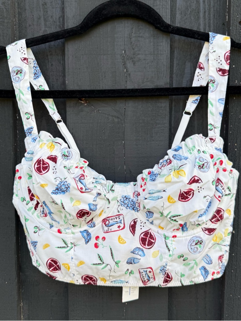 Colsie Bralette White Fruit & Floral Print Crop Top NWT